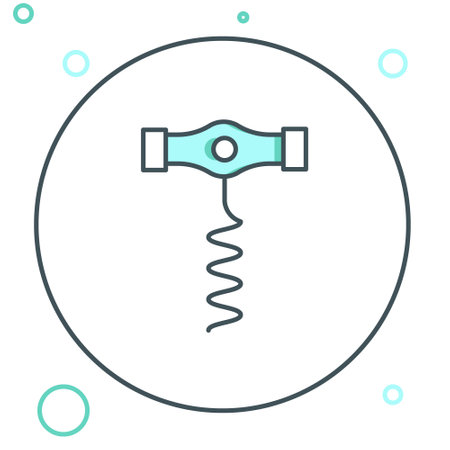Line Wine corkscrew icon isolated on white background. Colorful outline concept. Vector.のイラスト素材
