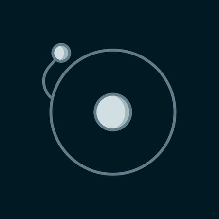 Line Ringing alarm bell icon isolated on black background. Alarm symbol, service bell, handbell sign, notification symbol. Flat filled outline style with shadow. Vector.のイラスト素材