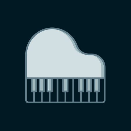 Line Grand piano icon isolated on black background. Musical instrument. Flat filled outline style with shadow. Vector.のイラスト素材