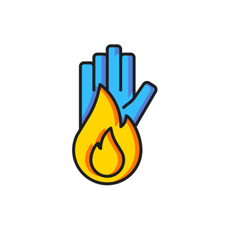 Color No fire icon isolated on white background. Fire prohibition and forbidden. Flat filled outline style with shadow. Vector.のイラスト素材