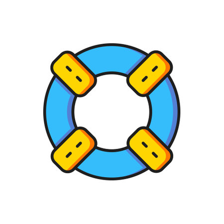 Color Lifebuoy icon isolated on white background. Lifebelt symbol. Flat filled outline style with shadow. Vector.のイラスト素材