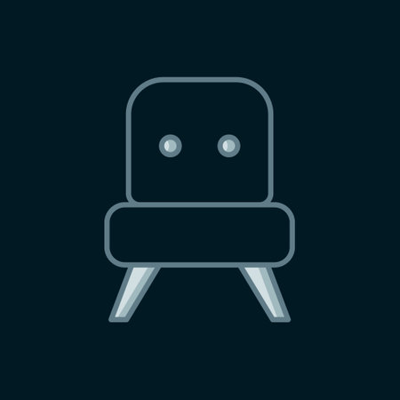 Line Armchair icon isolated on black background. Flat filled outline style with shadow. Vector.のイラスト素材