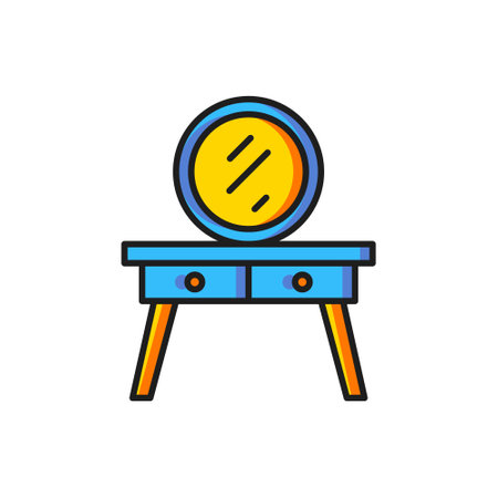 Color Dressing table icon isolated on white background. Flat filled outline style with shadow. Vector.のイラスト素材