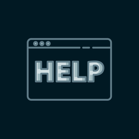 Line Browser help icon isolated on black background. Internet communication protocol. Flat filled outline style with shadow. Vector.のイラスト素材