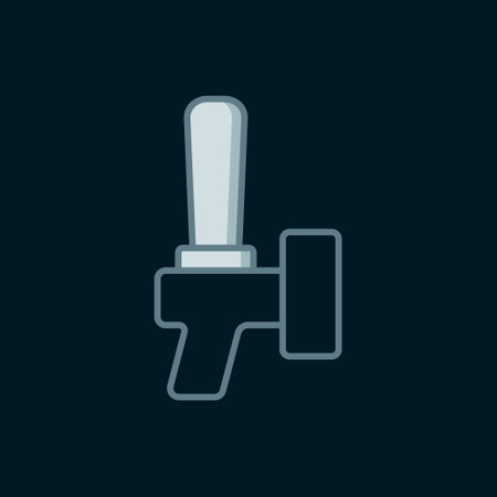 Line Beer tap icon isolated on black background. Flat filled outline style with shadow. Vector.のイラスト素材