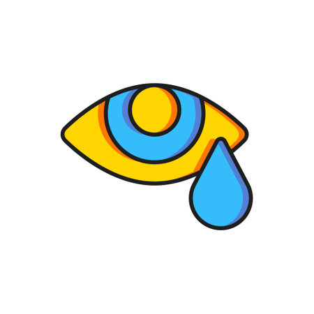 Color Tear cry eye icon isolated on white background. Flat filled outline style with shadow. Vector.のイラスト素材