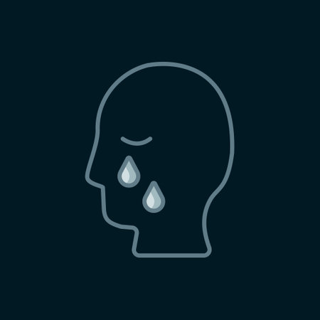 Line Man graves funeral sorrow icon isolated on black background. The emotion of grief, sadness, sorrow, death. Flat filled outline style with shadow. Vector.のイラスト素材