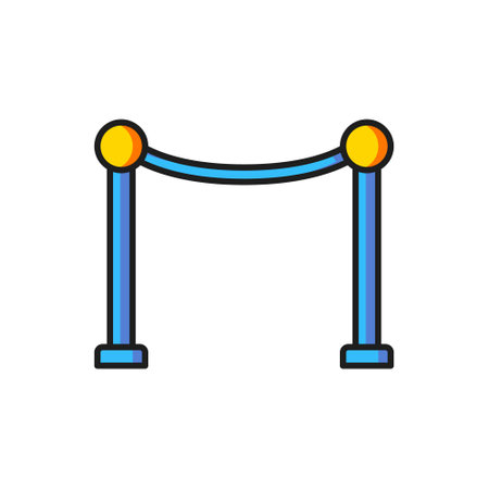 Color Rope barrier icon isolated on white background. VIP event, luxury celebration. Celebrity party entrance. Flat filled outline style with shadow. Vector.のイラスト素材