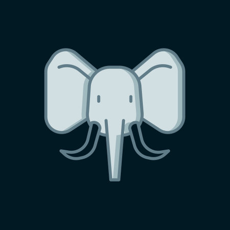 Line Elephant icon isolated on black background. Flat filled outline style with shadow. Vector.のイラスト素材