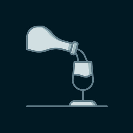 Line Wine tasting, degustation icon isolated on black background. Sommelier. Smells of wine. Flat filled outline style with shadow. Vector.のイラスト素材