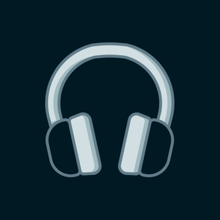 Line Headphones icon isolated on black background. earphones. Concept for listening to music, service, communication and operator. Flat filled outline style with shadow. Vector.のイラスト素材
