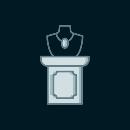 Line Auction jewelry sale icon isolated on black background. Auction bidding. Sale and buyers. Flat filled outline style with shadow. Vector.のイラスト素材