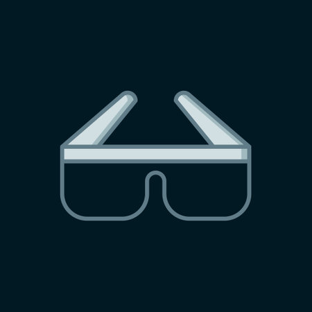 Line 3D cinema glasses icon isolated on black background. Flat filled outline style with shadow. Vector.のイラスト素材