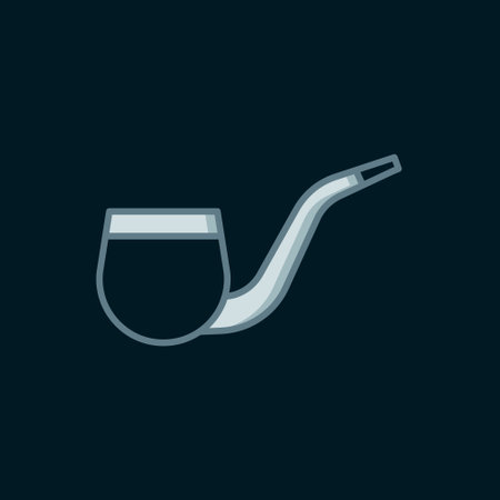Line No pipe smoking icon isolated on black background. Don't smoke. Tobacco pipe. Flat filled outline style with shadow. Vector.のイラスト素材