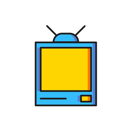 Color Retro tv icon isolated on white background. Television sign. Flat filled outline style with shadow. Vector.のイラスト素材