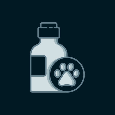 Line Pet shampoo icon isolated on black background. Pets care sign. Dog cleaning symbol. Flat filled outline style with shadow. Vector.のイラスト素材