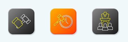 Set line Auction hammer, and jewelry sale icon. Vector.