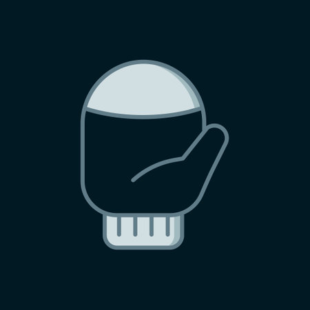 Line Christmas mitten icon isolated on black background. Flat filled outline style with shadow. Vector.のイラスト素材
