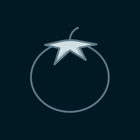 Line Tomato icon isolated on black background. Flat filled outline style with shadow. Vector.のイラスト素材