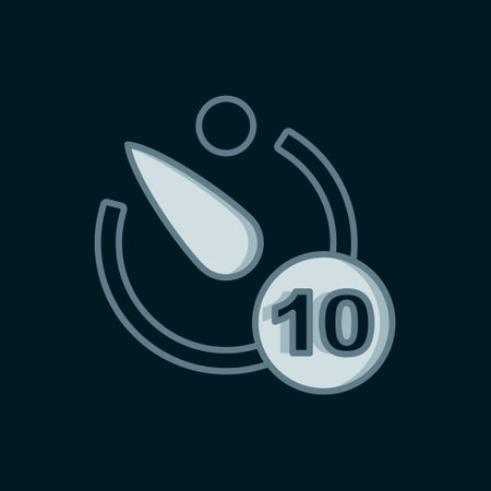 Line Camera timer icon isolated on black background. Photo exposure. Stopwatch timer 10 seconds. Flat filled outline style with shadow. Vector.のイラスト素材