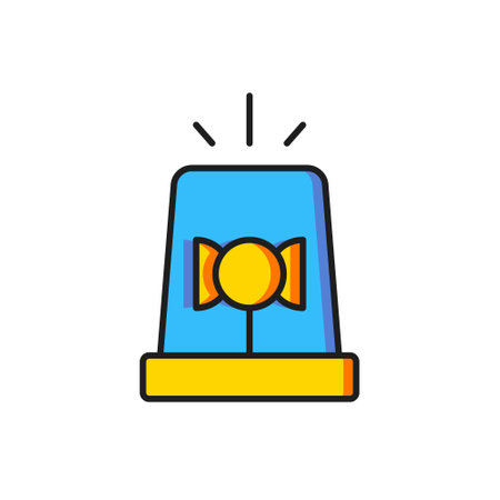 Color Flasher siren icon isolated on white background. Emergency flashing siren. Flat filled outline style with shadow. Vector.のイラスト素材