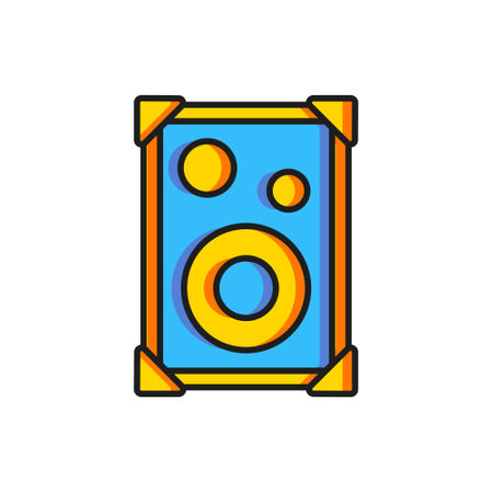 Color Stereo speaker icon isolated on white background. Sound system speakers. Music icon. Musical column speaker bass equipment. Flat filled outline style with shadow. Vector.のイラスト素材