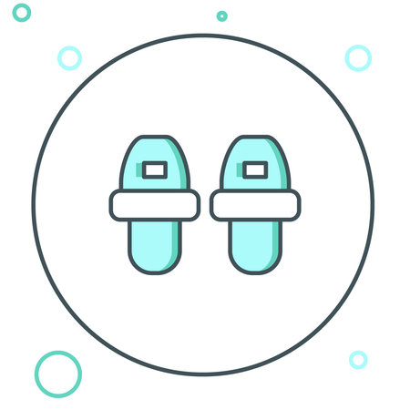 Line Hotel slippers icon isolated on white background. Flip flops sign. Colorful outline concept. Vector.のイラスト素材