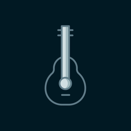 Line Mexican guitar icon isolated on black background. Acoustic guitar. String musical instrument....