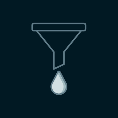 Line Funnel or filter icon isolated on black background. Flat filled outline style with shadow. Vector.のイラスト素材