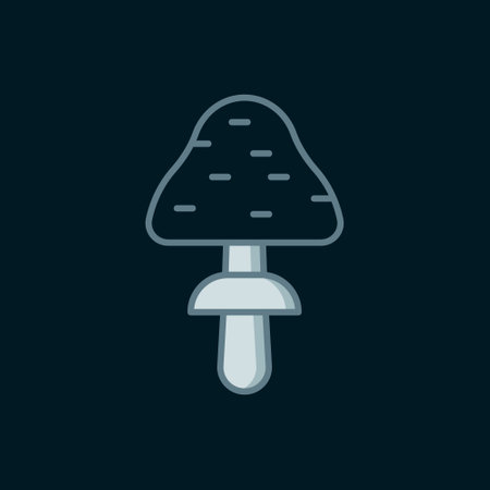 Line Mushroom icon isolated on black background. Flat filled outline style with shadow. Vector.のイラスト素材