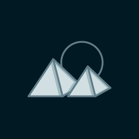 Line Egypt pyramids icon isolated on black background. Symbol of ancient Egypt. Flat filled outline style with shadow. Vector.のイラスト素材