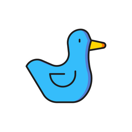 Color Rubber duck icon isolated on white background. Flat filled outline style with shadow. Vector.のイラスト素材