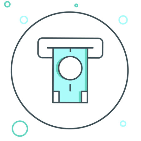 Line ATM - Automated teller machine and money icon isolated on white background. Colorful outline concept. Vector.のイラスト素材