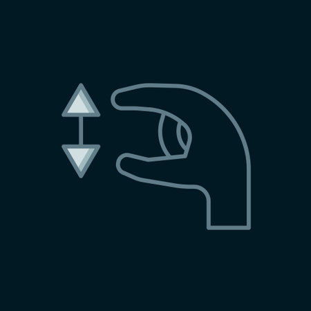 Line Human standing and showing the size of something with his hands icon isolated on black background. Approximate measurements. Flat filled outline style with shadow. Vector.のイラスト素材