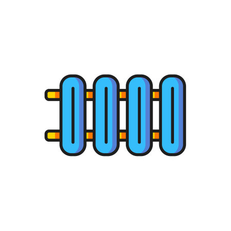 Color Heating radiator icon isolated on white background. Flat filled outline style with shadow. Vector.のイラスト素材