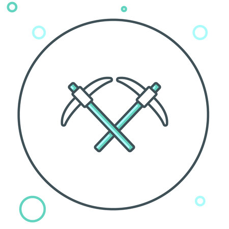 Line Pickaxe icon isolated on white background. Colorful outline concept. Vector.のイラスト素材