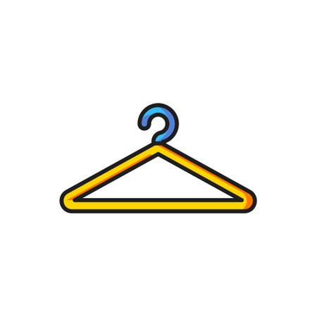 Color Hanger wardrobe icon isolated on white background. Cloakroom icon. Clothes service symbol. Laundry hanger sign. Flat filled outline style with shadow. Vector.のイラスト素材