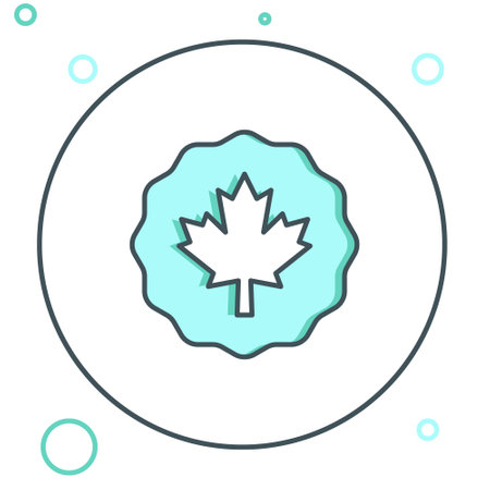 Line Canadian maple leaf icon isolated on white background. Canada symbol maple leaf. Colorful outline concept. Vector.のイラスト素材
