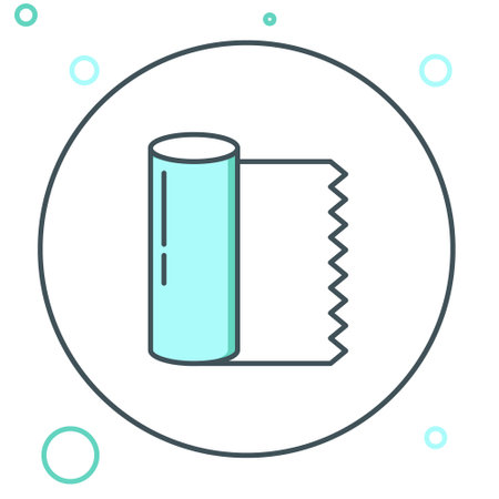 Line Textile fabric roll icon isolated on white background. Roll, mat, rug, cloth, carpet or paper roll icon. Colorful outline concept. Vector.のイラスト素材