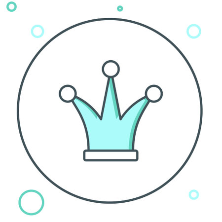 Line Joker playing card icon isolated on white background. Jester hat with bells. Casino gambling. Colorful outline concept. Vector.のイラスト素材