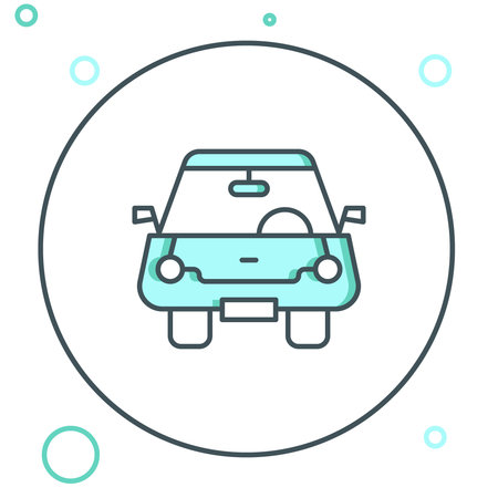 Line Car icon isolated on white background. Front view. Colorful outline concept. Vector.のイラスト素材