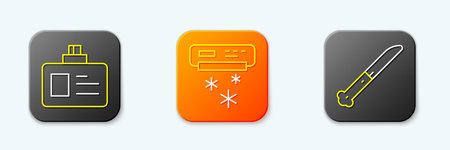 Set line Identification badge Air conditioner and Knife icon. Vector.のイラスト素材