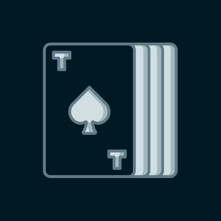 Line Deck of playing cards icon isolated on black background. Casino gambling. Flat filled outline...