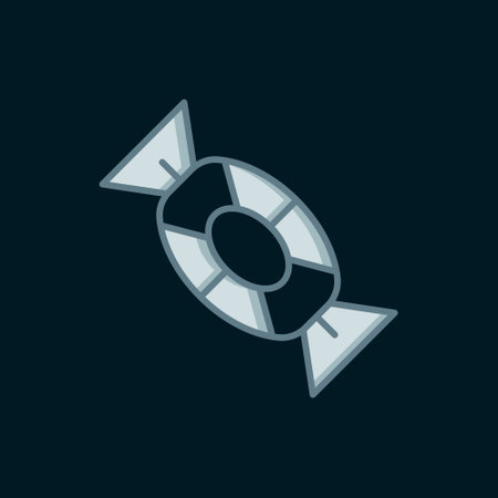 Line Candy icon isolated on black background. Happy Halloween party. Flat filled outline style with shadow. Vector.のイラスト素材