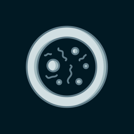 Line Petri dish with bacteria icon isolated on black background. Flat filled outline style with shadow. Vector.のイラスト素材
