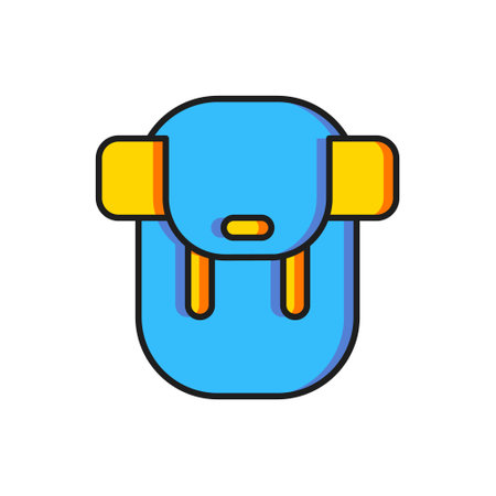 Color Hiking backpack icon isolated on white background. Camping and mountain exploring backpack. Flat filled outline style with shadow. Vector.のイラスト素材