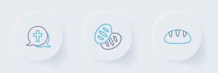 Set line Christian bread, and cross icon. Vector.のイラスト素材