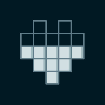 Line Pixel hearts for game icon isolated on black background. Flat filled outline style with shadow. Vector.のイラスト素材