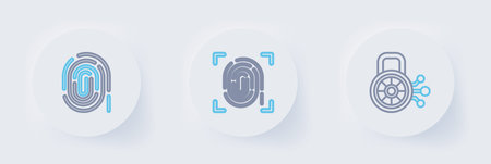 Set line Cyber security Fingerprint and icon. Vector.のイラスト素材