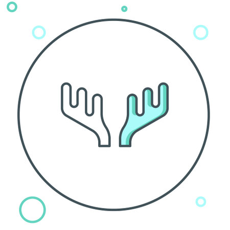 Line Deer antlers icon isolated on white background. Hunting trophy on wall. Colorful outline concept. Vector.のイラスト素材